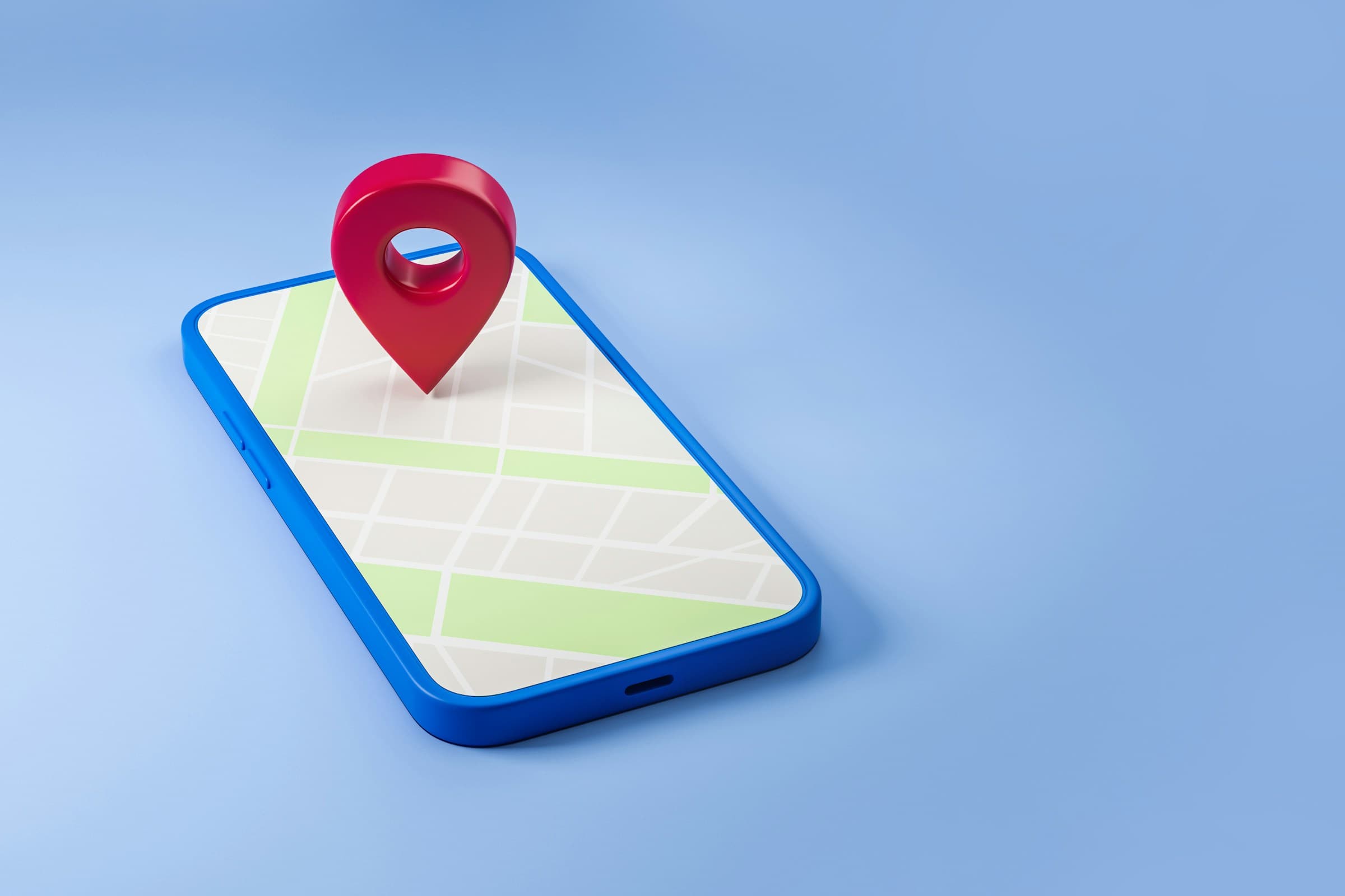 Smartphone with GPS map and location pin